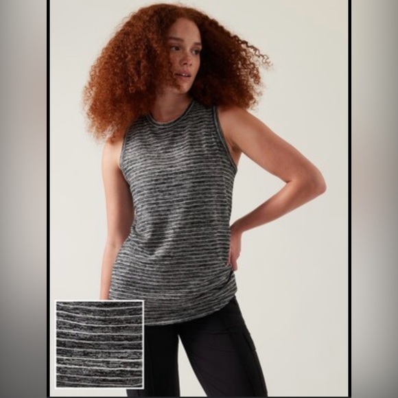 Athleta Striped Breezy Tank Size Small. Black & White Style #657798-02. - Picture 1 of 5